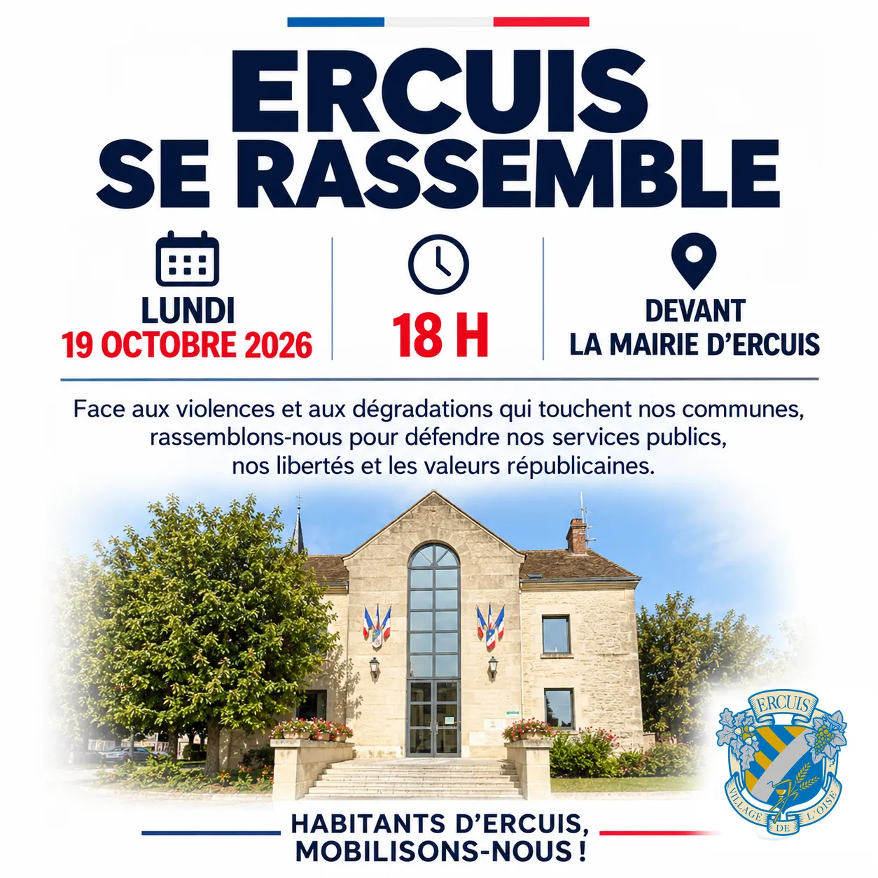 Lire la suite de l'actualité Rassemblement ce lundi 19 octobre à 18h – Mairie
